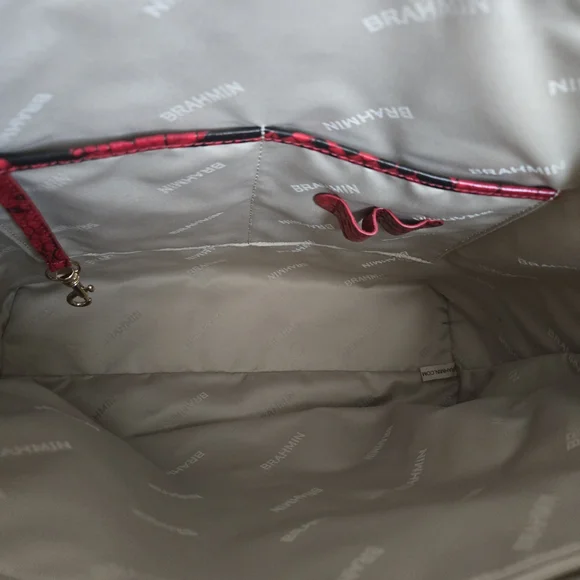 Brahmin Red and Black Croc-Embossed Shoulder Bag - Picture 13 of 14